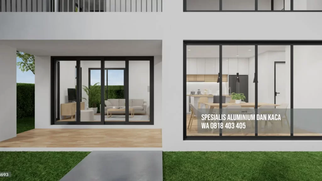 jendela rumah aluminium dan kaca 6mm besar dan keren