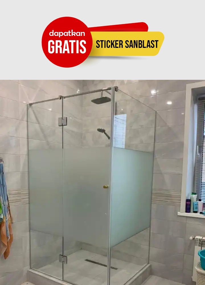 sticker sanblast kaca shower box